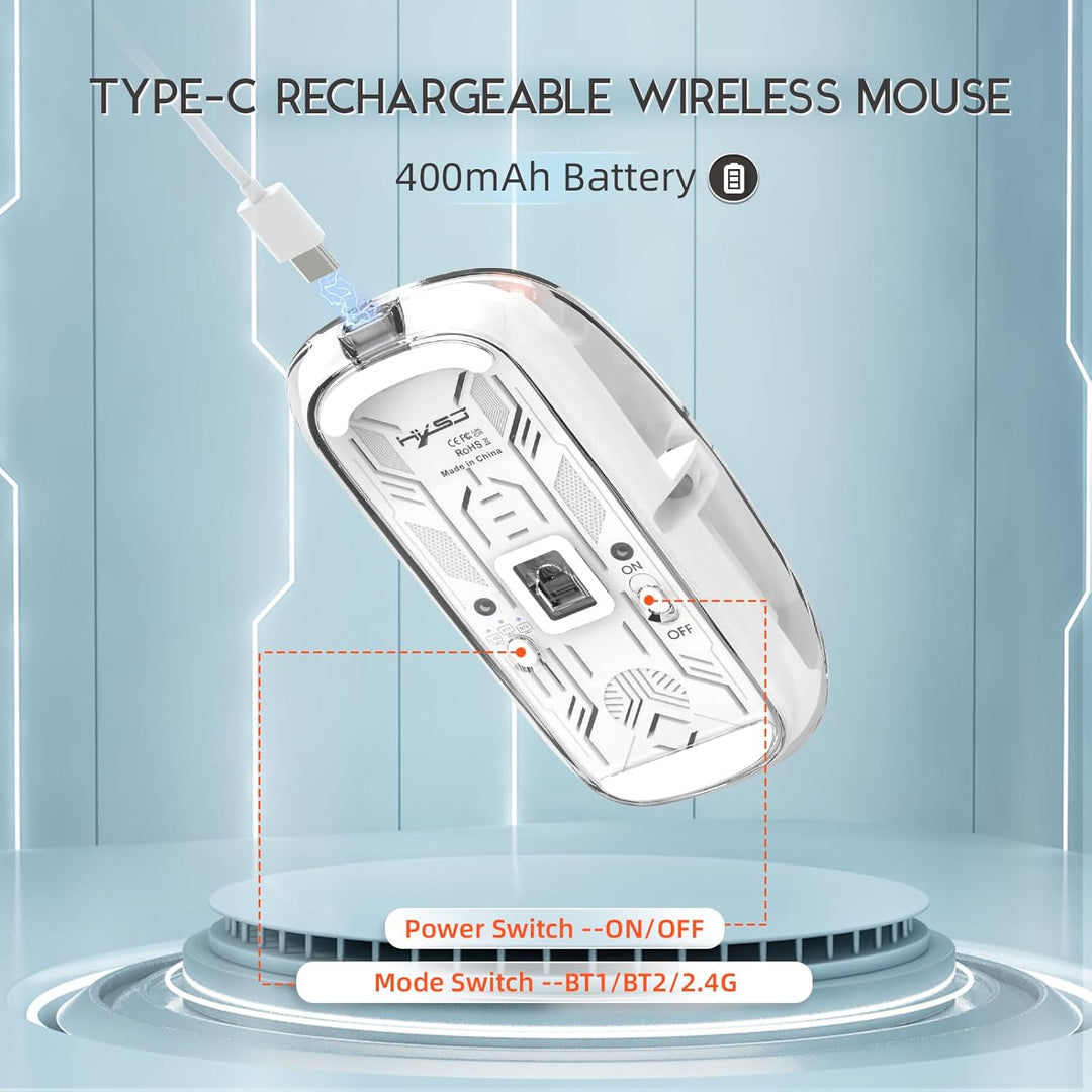 MAGIC-REFINER HXSJ Kabellose Maus Bluetooth, 2,4GHz+Bluetooth 5.0 Funkmaus Wiederaufladbare Leise Ul