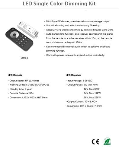 LEDmich SMD LED Streifen Funk Dimmer 2,4 GHz mit Empfänger und Touch Pin Fernbedienung 12V 24V Dimmb