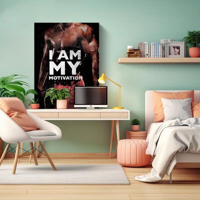 wandmotiv24 Leinwand-Bilder Motivation, Grösse 80x60cm, Hochformat, I am My Motivation, Mann, Sport,