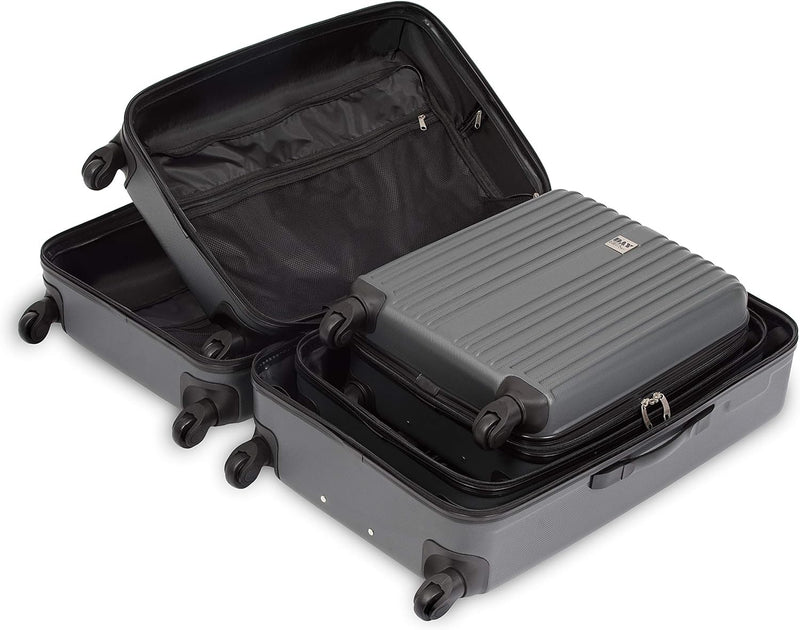 BRUBAKER 3er Set ABS Reisekoffer - Koffer Trolleys - Hartschale - M-L-XL-Set - je 4 Rollen 360° - 55