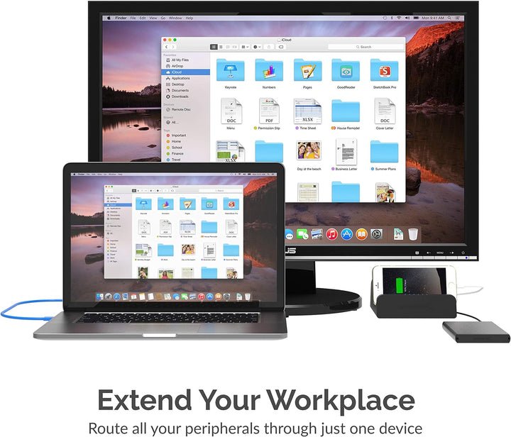 SABRENT USB Docking Station mit Netzteil, 2 Videoausgang (HDMI und DVI), RJ45 Ethernet, Audio, 4 USB