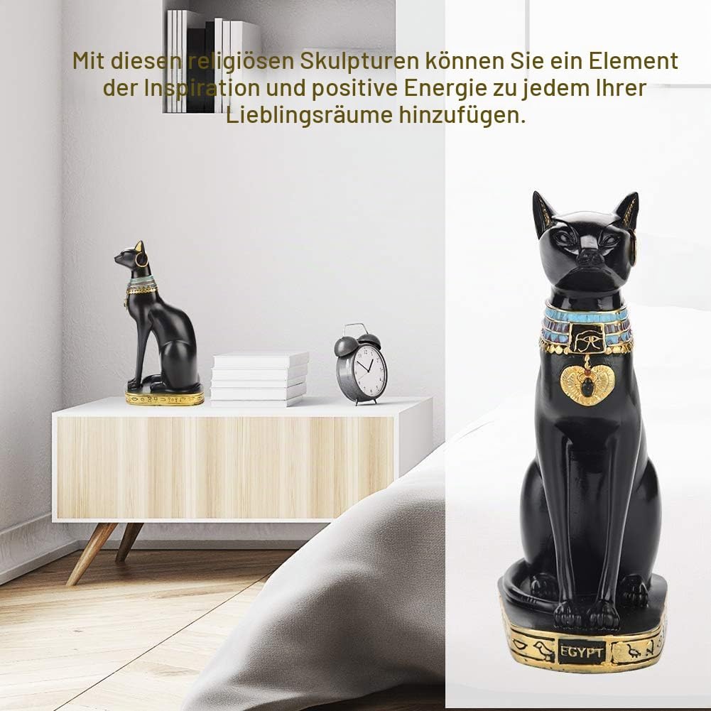 Cyrank Ägyptische Katzengöttin, Bastet Katze Sammlerstück Katzengöttin Statue mit Harz Ägyptische Ka