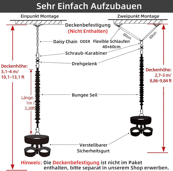 PRIOR FITNESS Bungee-Fitnessgeräte-Set, schweres Bungee-Widerstandsband, elastisches Tanz-Bungee-Sei