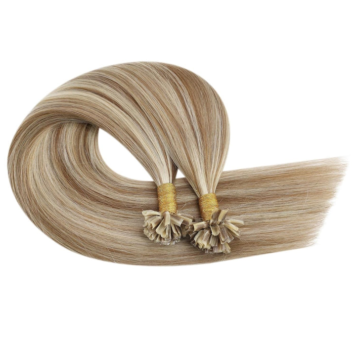 Ugeat Echthaar Extensions Bondings 40cm Blond Natürlich Keratin Extensions Echthaar Bondings Hairext