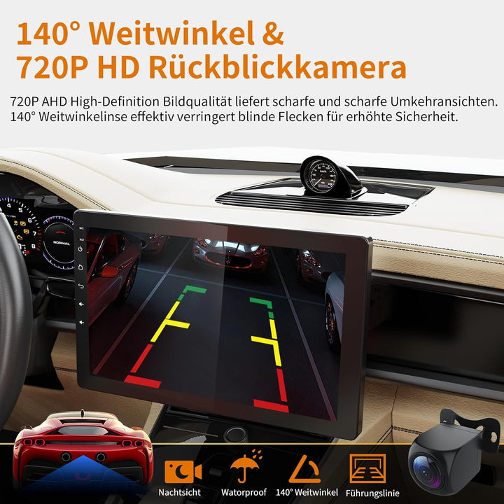 Haudio 1Din Autoradio, mit 10.1 Zoll drehbar Bildschirm,Kompatibel mit Wireless Apple CarPlay und An