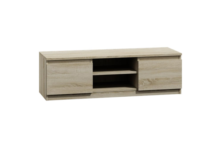 VBChome TV-Schrank 140 x 40 x 36 cm Eiche Sonoma Griffelose Tv-Regal Fernsehtisch mit 2 Türen Holz M