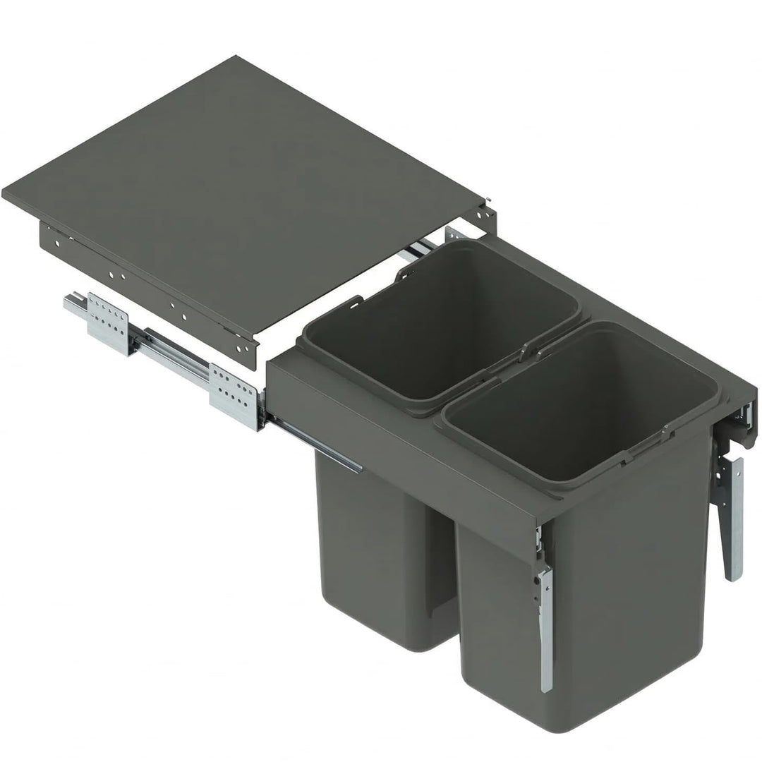 Einbau Mülleimer für 45 cm Küchenschrank 2-fach Abfallsystem 2 x 15L Vollauszug Soft Close Frontmont