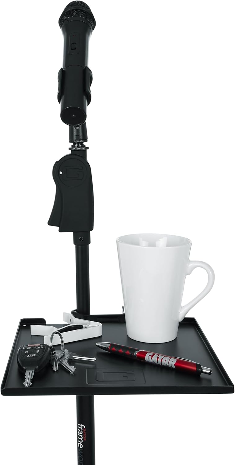 Gator Frameworks Zubehörablage für Mikrofonständer, 23 x 23 cm Fläche mit max. 4 kg Belastbarkeit, s