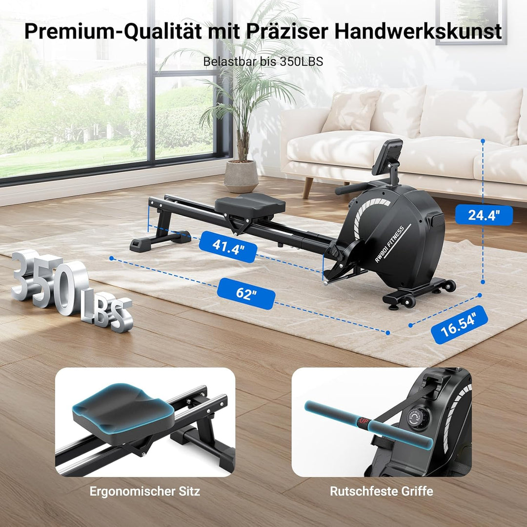 Dripex Magnetisches Rudergerät für Zuhause mit 16 Widerstandsstufen, Rudergerät für Zuhause mit LCD-