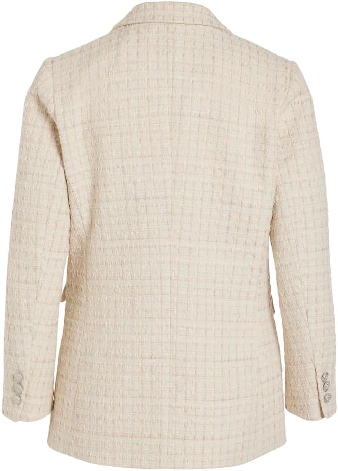 Vila Damen Vitweedy L/S Blazer Jackenblazer 44 Birch/Checks:doeskin, 44 Birch/Checks:doeskin