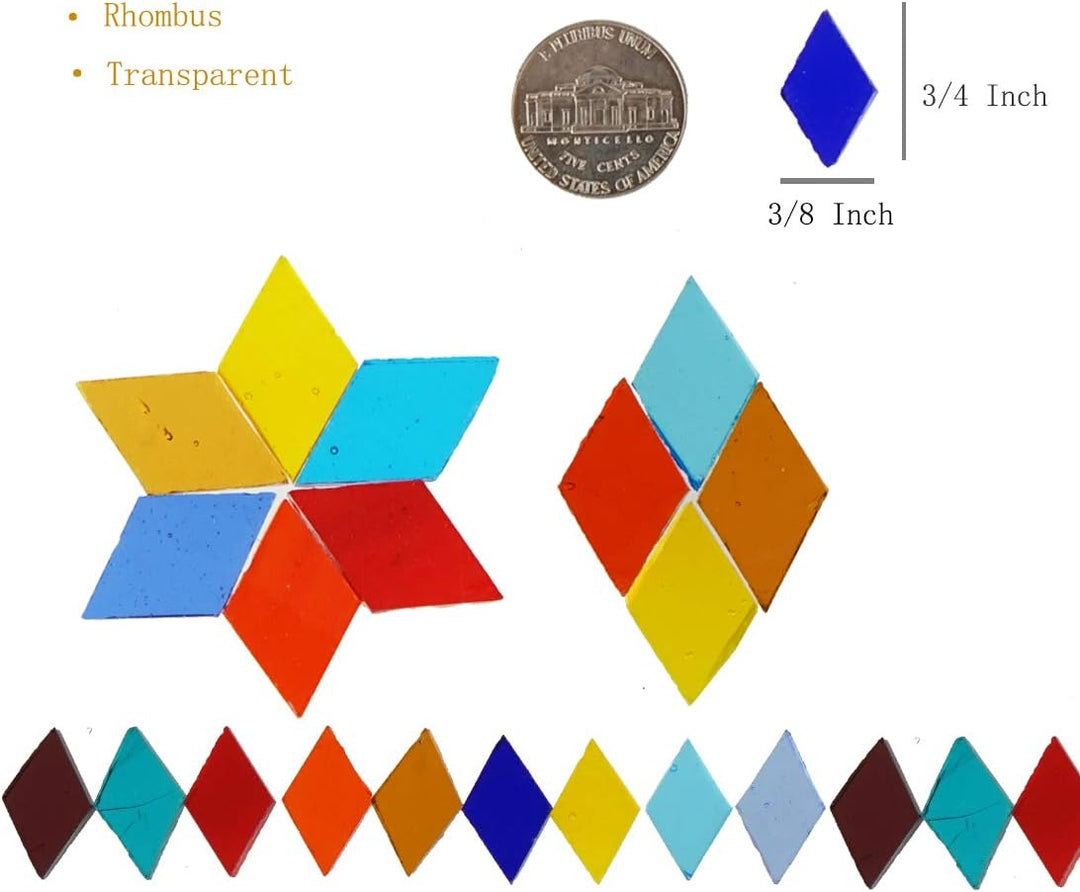 Lanyani 1600 Stück bunte transparente Glasmosaikfliesen, 4 Formen, gemischte Glasstücke für Kunsthan