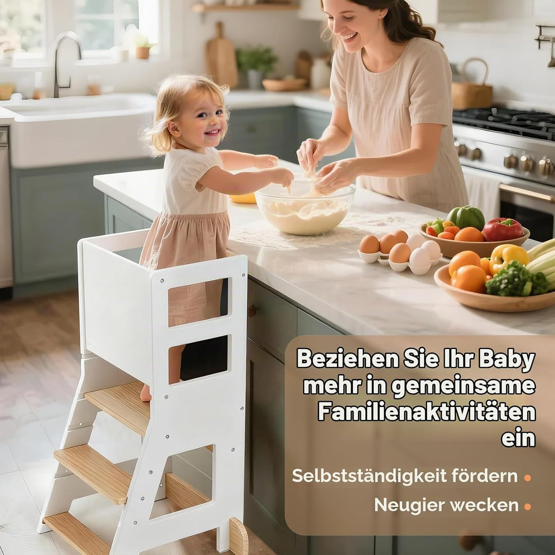 KIDINIX Kinder Lernturm ab 1 Jahr, Learning Tower mit magnetischem Whiteboard und Abnehmbarer Kreide
