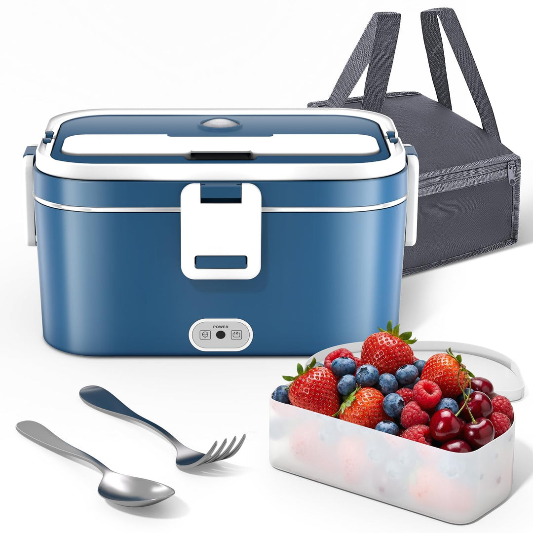 Anykuu Elektrische Lunchbox 100W 1,8L 3-in-1 12V/24V/220V Lunchbox elektrisch mit Edelstahl Gabel Lö