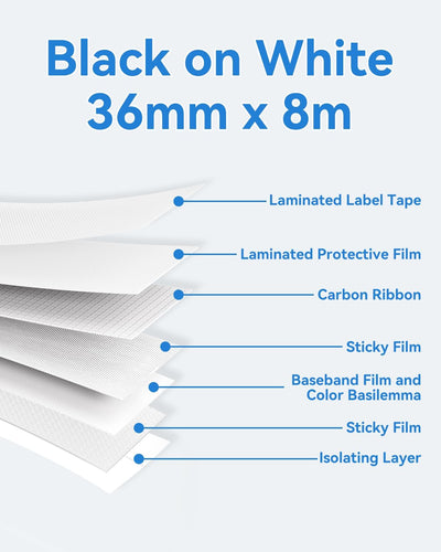 Upwinning Tze-261 Tze261 36mm Kompatile mit Brother P touch bänder 36mm, Ersatz für Tze 36mm für Bro