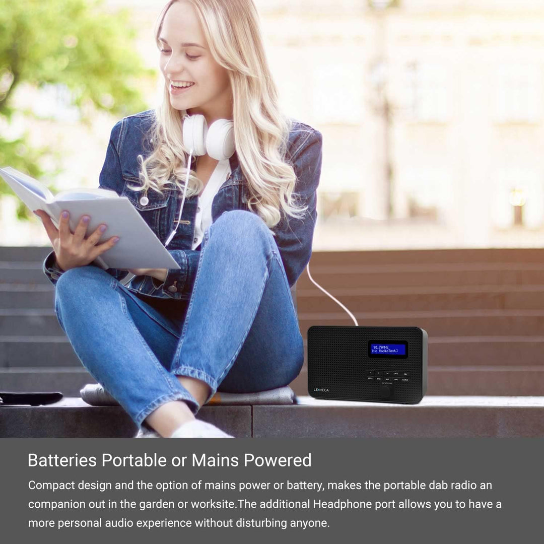 LEMEGA DR1 Tragbares DAB/DAB+ und UKW-Digitalradio,DAB-Radio mit Handbedienung,Doppelalarm,Schlummer