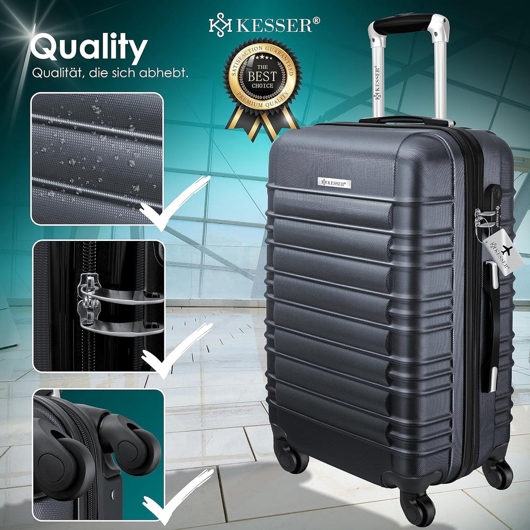 KESSER® Reisekoffer Mittlerer Hartschalen-Koffer Inkl. Kofferwaage + Gepäckanhänger Trolley Gepäck R