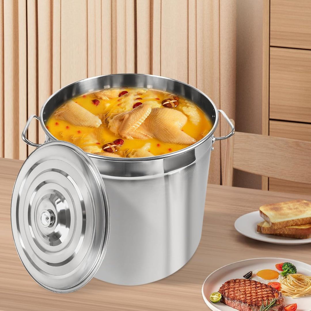 30/50/70 Liter Gastronomie Kochtopf, Suppentopf Mit Edelstahl Deckel, Kochtopf Induktion Gross mit G