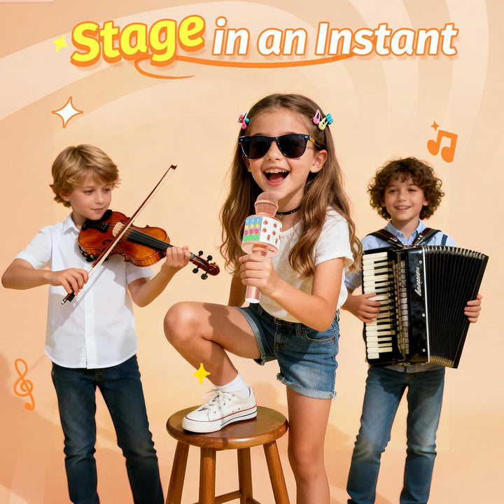 Fede Karaoke Mikrofon, Drahtloses Bluetooth Mikrofon für Kinder, Lustige Geschenke Spielzeug für Tee