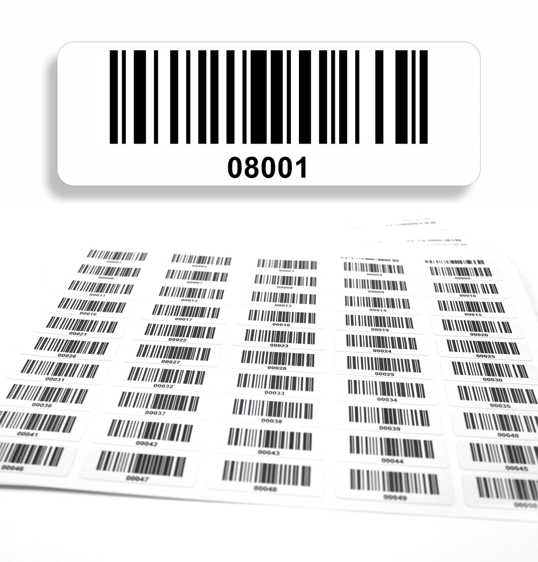 Barcodeetiketten 8001-9000 fortlaufend 5-stellig DGUV Prüfung Barcode Etiketten 1.000 Stck Strichcod