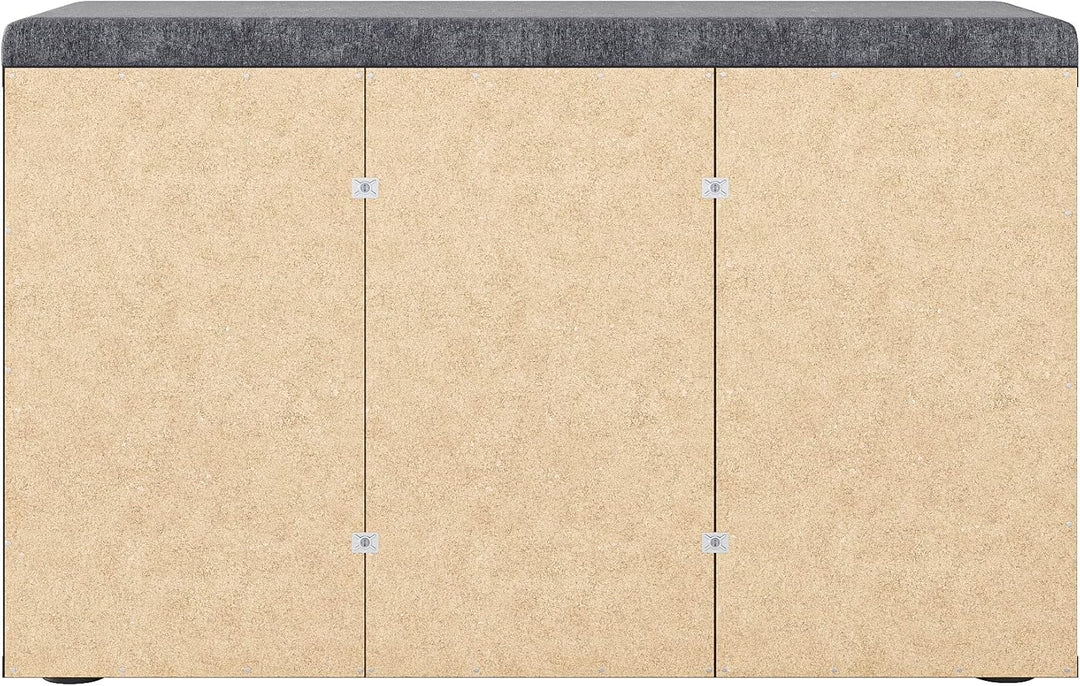 KOMTO Schuhbank mit Sitzfläche - Schuhregal Schwarz 80 x 50 x 30 cm Schuhschrank mit Sitzbank Flur B