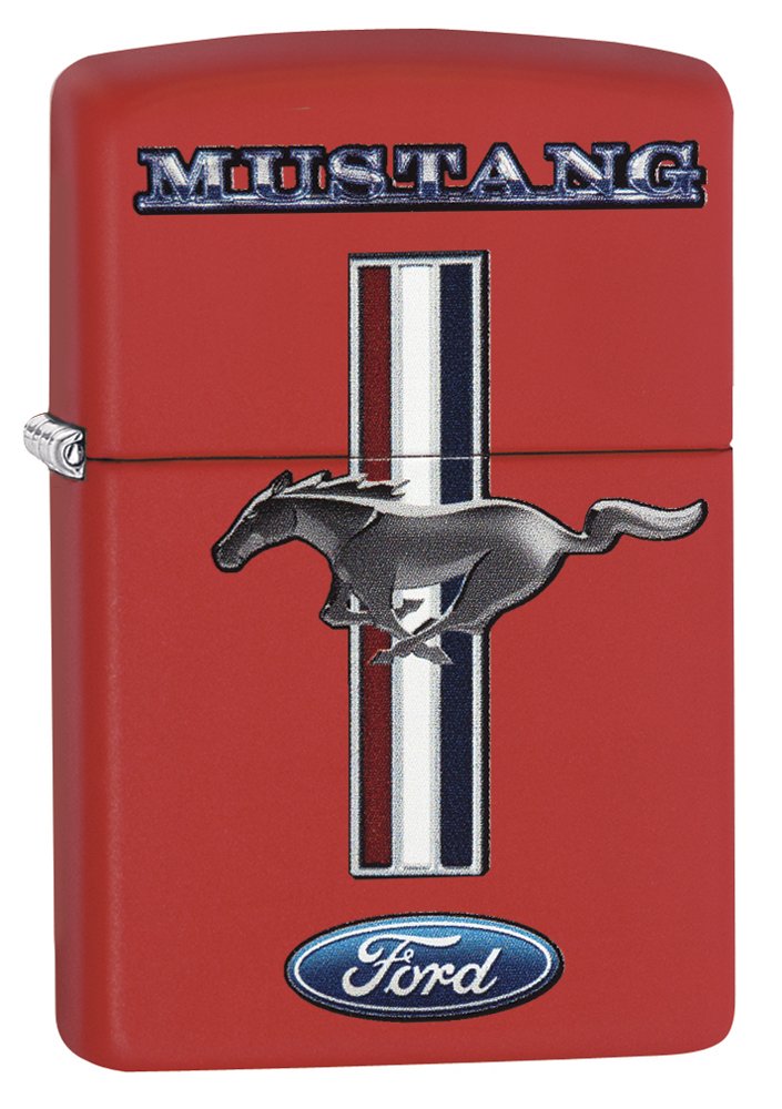 Zippo Ford Mustang Benzinfeuerzeug, Messing, Edelstahloptik, 1 x 6 x 6 cm