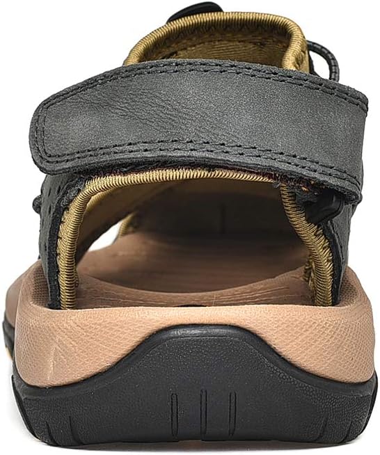 rismart Herren Closed Zu Draussen Sport Trekking Schuhe Leder Sandalen 39 EU Dunkelgrau, 39 EU Dunke