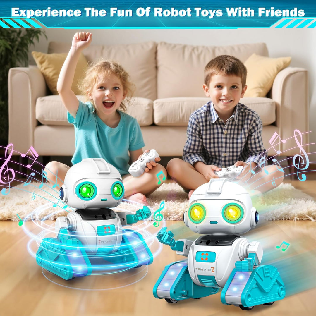 Roboter Kinder Spielzeug - Wiederaufladbar und Projizierbar - RC-Roboter mit LED-Augen und Musik - R