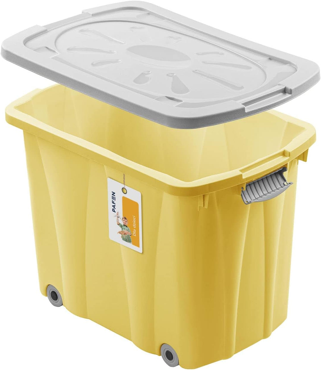 PAFEN Piraten Spielzeugkiste 62l mit Rollen - Schatzkiste 58 x 42 x 37,5cm - Spielzeugbehälter mit D