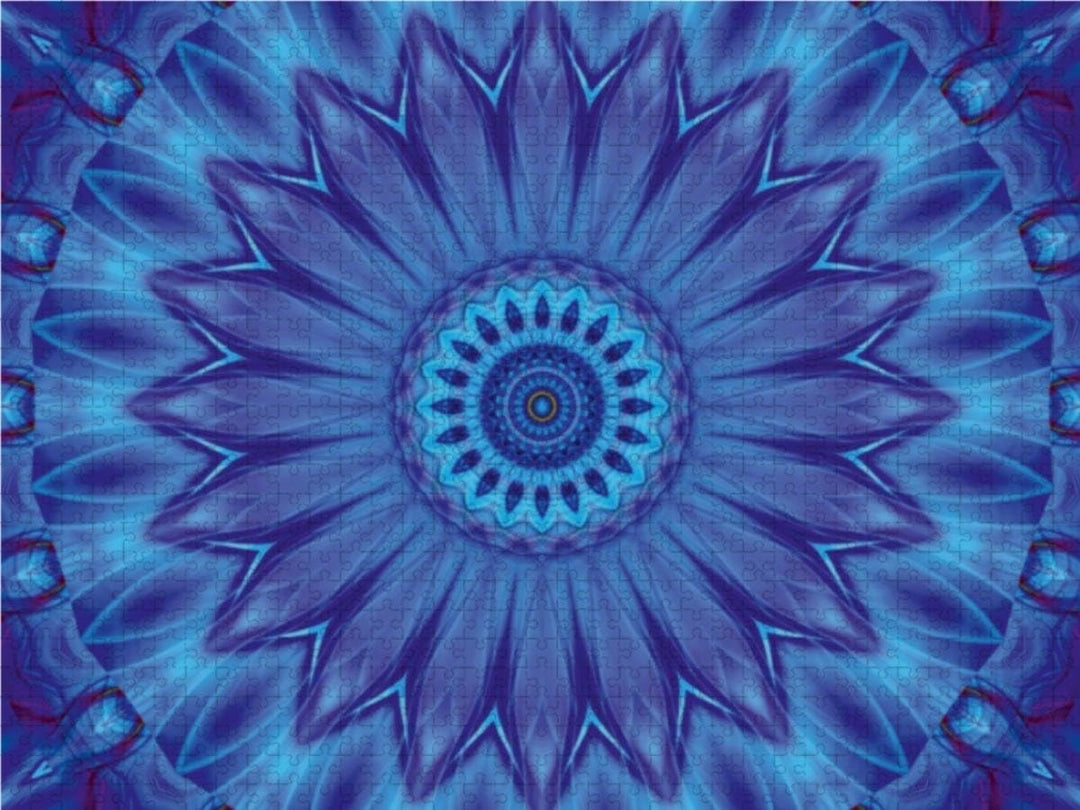 CALVENDO Puzzle Mandala Blaue Wasserblume 1000 Teile Lege-Grösse 64 x 48 cm Foto-Puzzle Bild von Chr