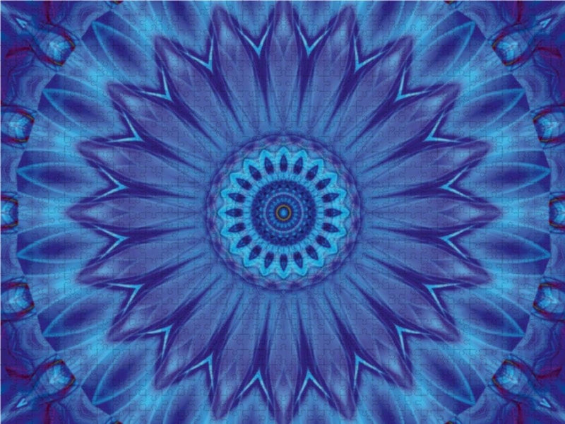 CALVENDO Puzzle Mandala Blaue Wasserblume 1000 Teile Lege-Grösse 64 x 48 cm Foto-Puzzle Bild von Chr