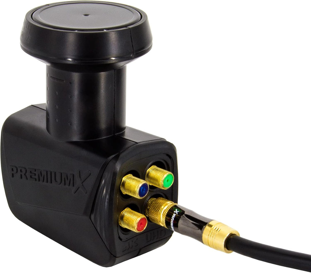 Premium X Deluxe SAT Anlage für 4 Teilnehmer 85cm Satellitenantenne ALU Ziegelrot mit Quad LNB Black