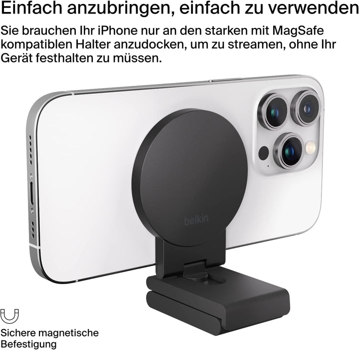 Belkin neigbarer iPhone-Halter mit MagSafe für Mac-Notebooks; einfache magnetische Befestigung zum G