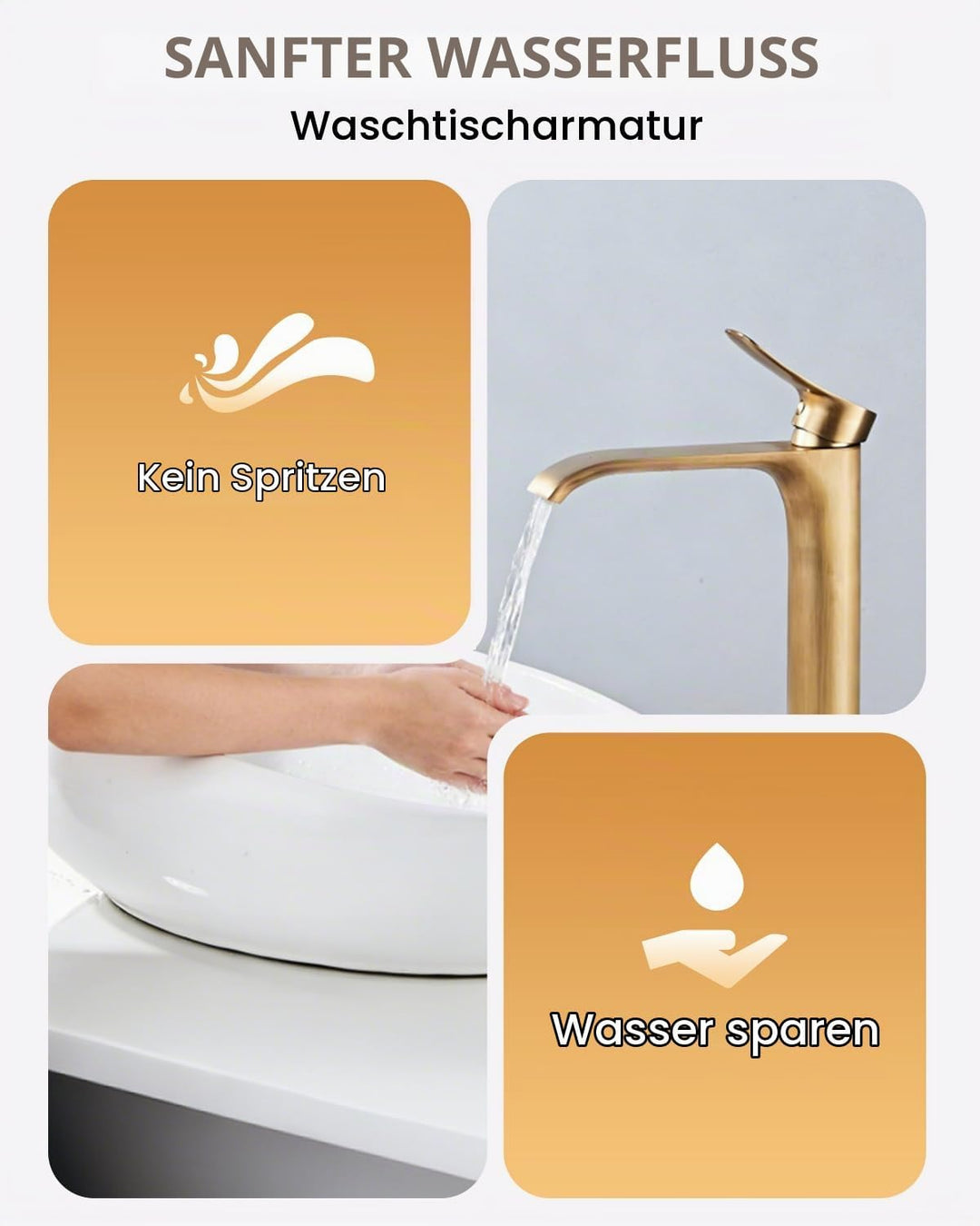 Wasserhahn Bad Badarmatur Antikes Messing Wasserfall Hoch Waschtischarmatur Einhebel Mischbatterie f