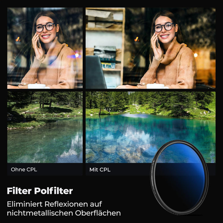 K&F Concept K-Serie 95mm Slim Zirkularer Polfilter Polarisationsfilter CPL Filter Cirkular Polfilter