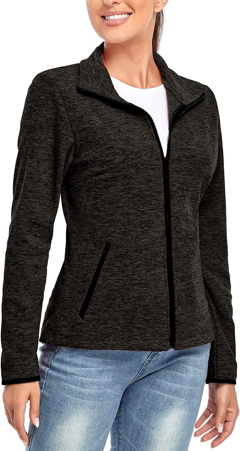 Soneven Fleecejacke Damen, Damen Fleece Jacke mit Durchgehendem Reissverschluss Langärmlig Leicht Fu