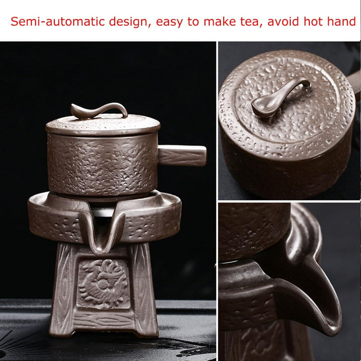 Chinesisches Gongfu-Tee-Geschenk-Set, automatisches Steinmühlen-Design, handgefertigte Keramik-Teeka
