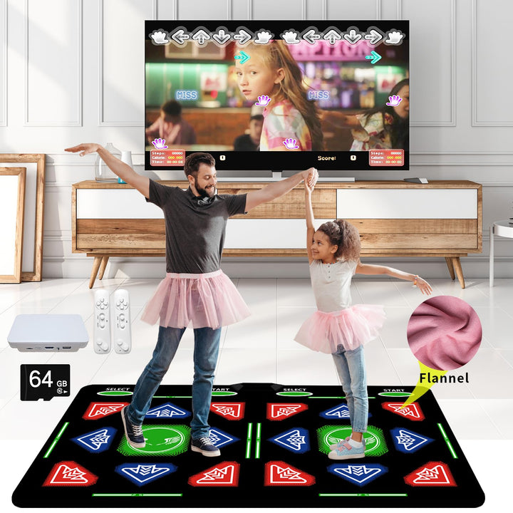 Double Dance Mat für Kinder & Erwachsene,mit 64GB Speicherkarte,1000 Spielen,885Liedern & 81MVs – HD