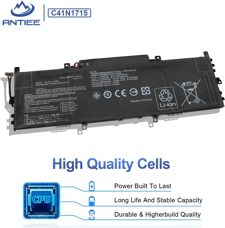 ANTIEE 50Wh C41N1715 Laptop Akku für Asus Zenbook 13 UX331UA UX331UA-1A UX331UA-1E UX331UN UX331FN U
