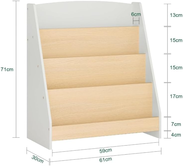homewell Kinder Bücherregal aus MDF, 4 Fächer Bücherständer für Kinderzimmer, Bücherregal Aufbewahru