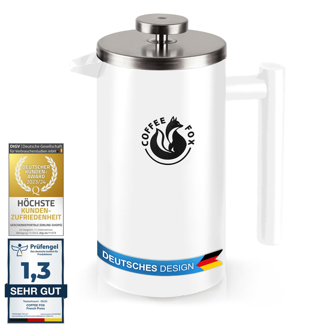 French Press Kaffeekanne aus doppelwandigem Edelstahl Schwarze Pressfilterkanne Französische Kaffeep