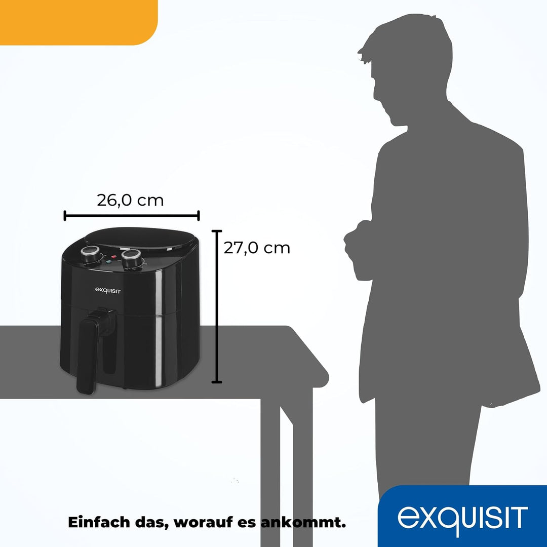 Exquisit Heissluftfriteuse FR6502 sw - 3,5l Air Fryer 1300W - Schwarz