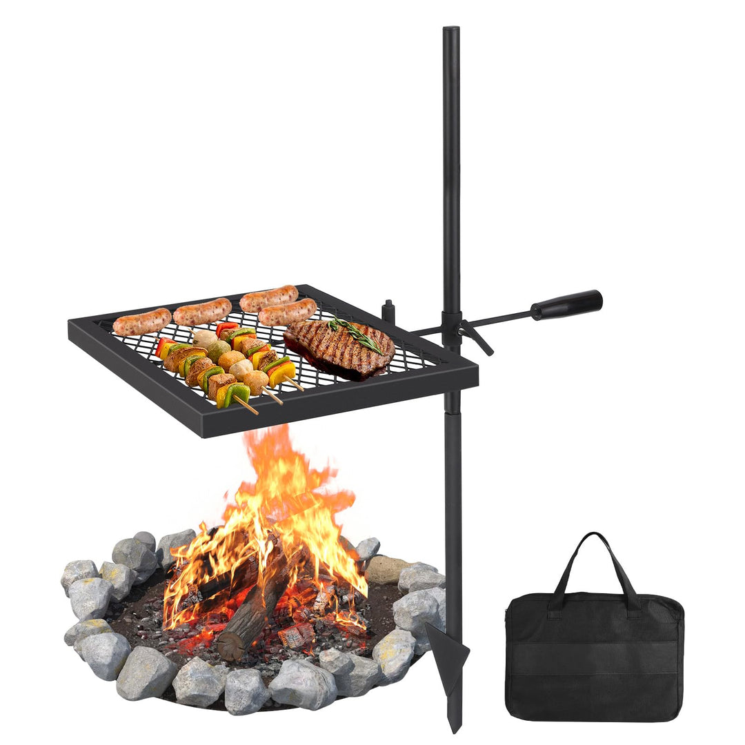 Drehbarer Lagerfeuergrill, 55 x 38 cm Edelstahlrost, Grill Für Offenes Feuer Mit Tragetasche Für Cam