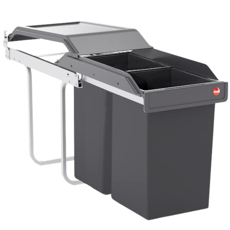 Hailo Tandem Küchen-Abfalleimer, Plastik, Grau, One