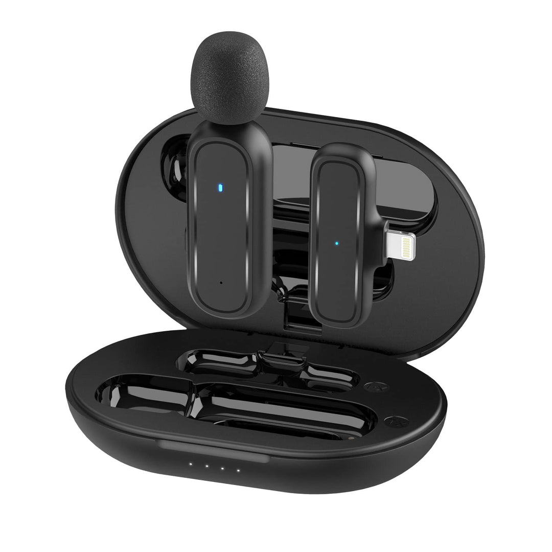 Handy Mikrofon Mini,Gimpro MC1(A) 2.4GHz【Lightning】PLUG&amp;PLAY Ansteckmikrofon mit Ladekoffer 3 Mode D