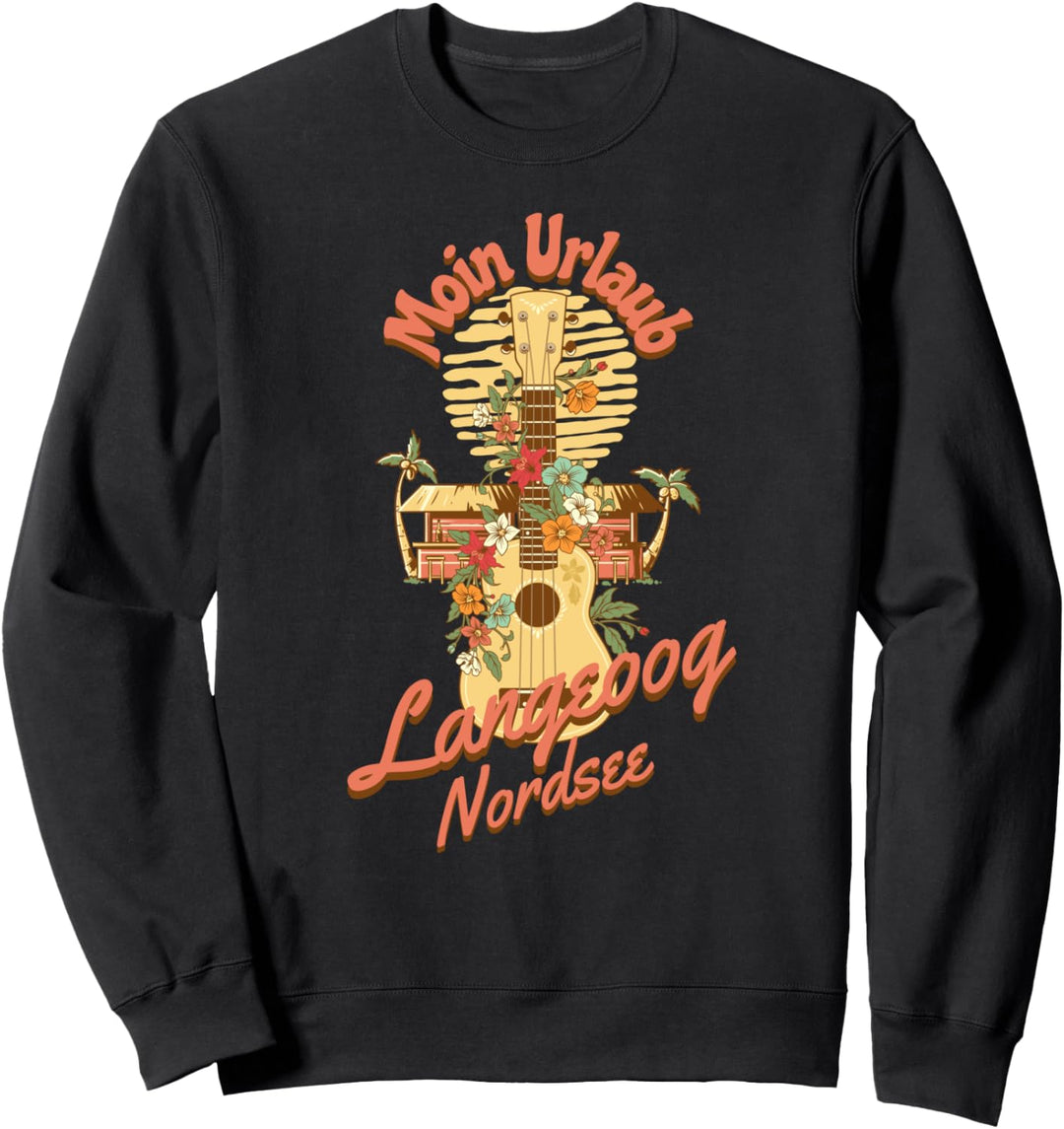 Moin Urlaub Langeoog Nordsee Insel Hawaii Stil mit Ukulele Sweatshirt