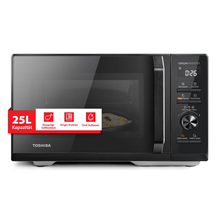 Toshiba MW3-AG25PFI(BK) Mikrowelle mit Grillfunktion – 25L 3-in-1 Kombigerät | 900W Origin-Inverter