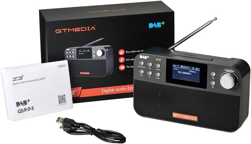 Z3 Dab+ Digitales Radio mit Bluetooth, tragbar digital Radio dab wiederaufladbar kompatibel mit Uhr,