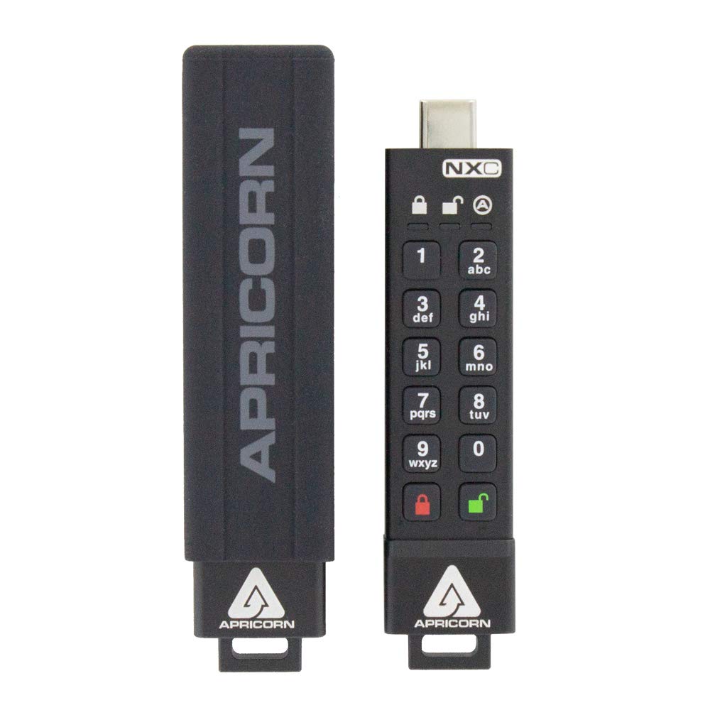 Gigabyte Flash S-USB-C 64GB Apricorn SecureKey 3NXC, Schwarz