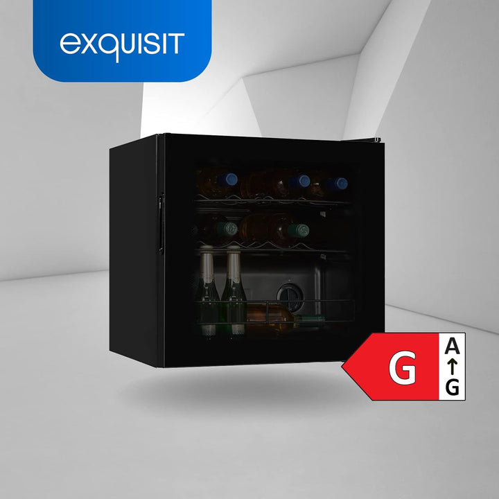 Exquisit Weinkühler WS1-12-GT-030G schwarz | 43 l Nutzinhalt | Schwarz | Kühlen | Wein | Flaschengit
