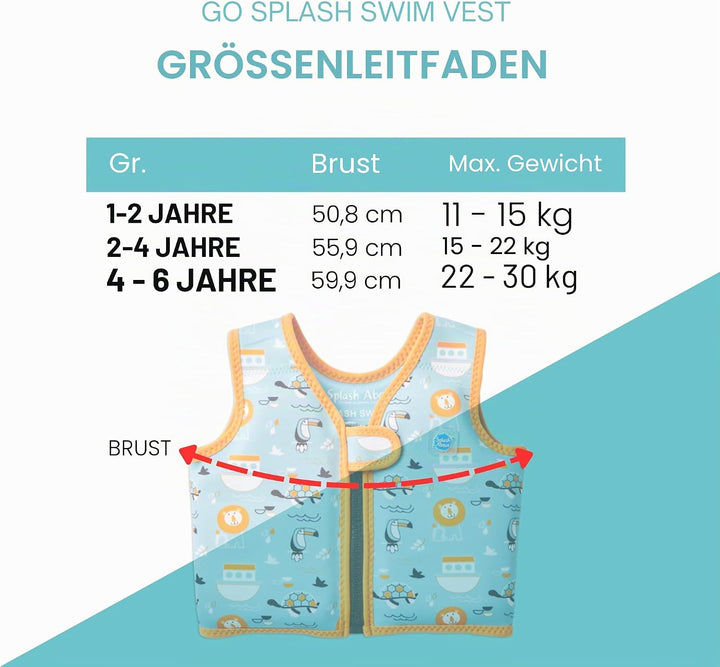Splash About Go Splash Schwimmweste Blue Ark 1-2 Jahre, Blue Ark 1-2 Jahre